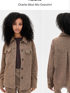 ALIGNE Brown Wool Mix Button-Up Overshirt